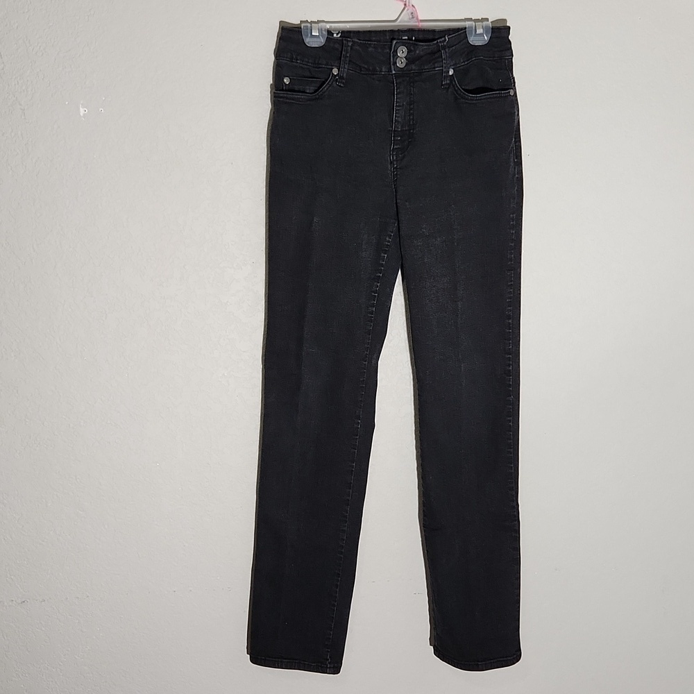 FDJ Womens Jeans Size 8 Olivia Straight Leg Black Frayed Hem to Pants French
